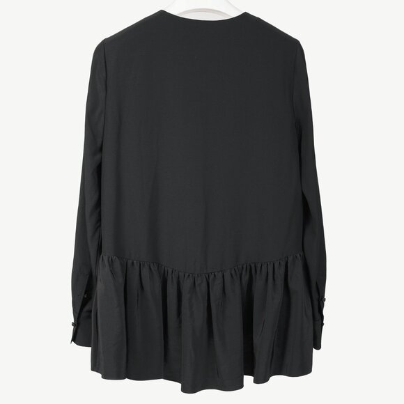 Tibi Black Silk CDC Peplum Top - Picture 3 of 10